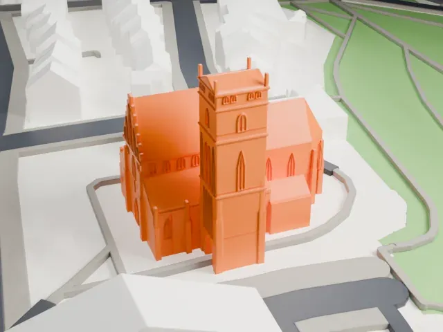 Church of the Visitation of the Blessed Virgin Mary model, South view