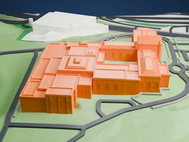 Cincinnati Art Museum model, East view