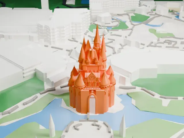 Cinderella Castle model, South view