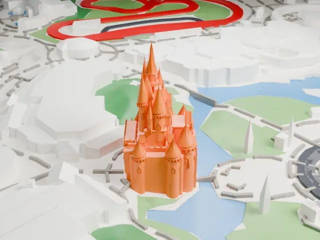 Cinderella Castle model, West view