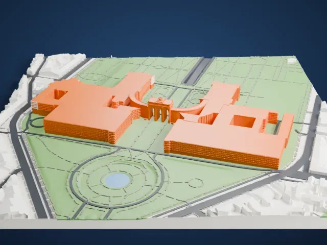 Cinquantenaire Arch model, East view