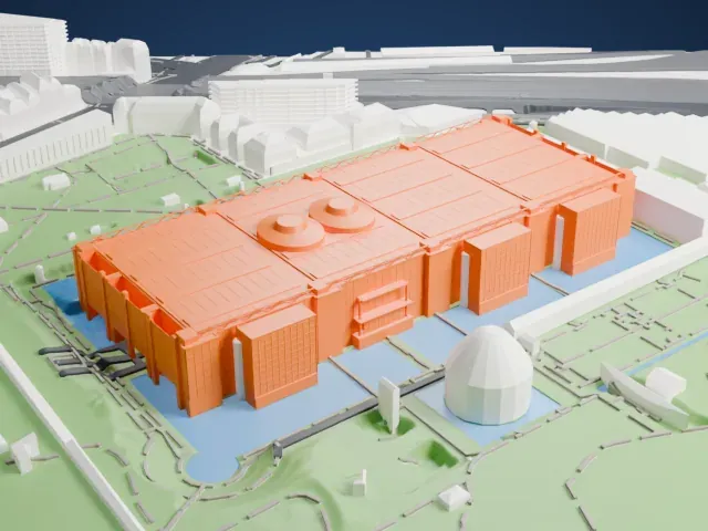 Cité des Sciences et de l'Industrie model, South view
