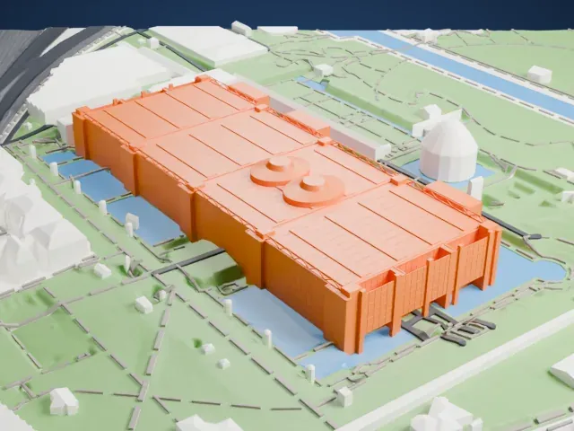 Cité des Sciences et de l'Industrie model, West view