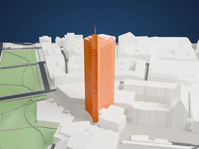 City-Hochhaus Leipzig model, East view