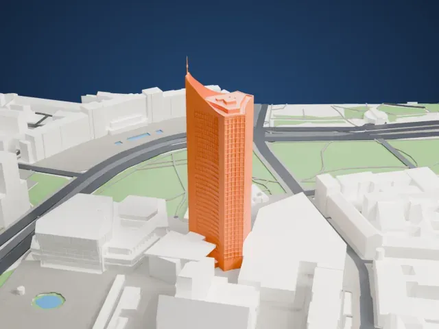 City-Hochhaus Leipzig model, North view