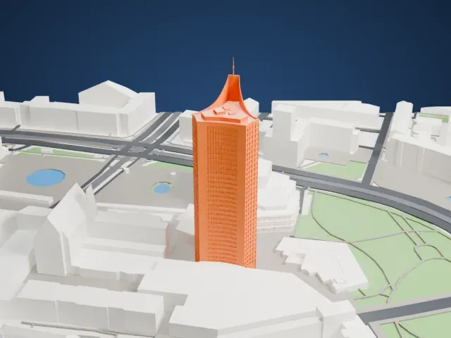 City-Hochhaus Leipzig model, West view