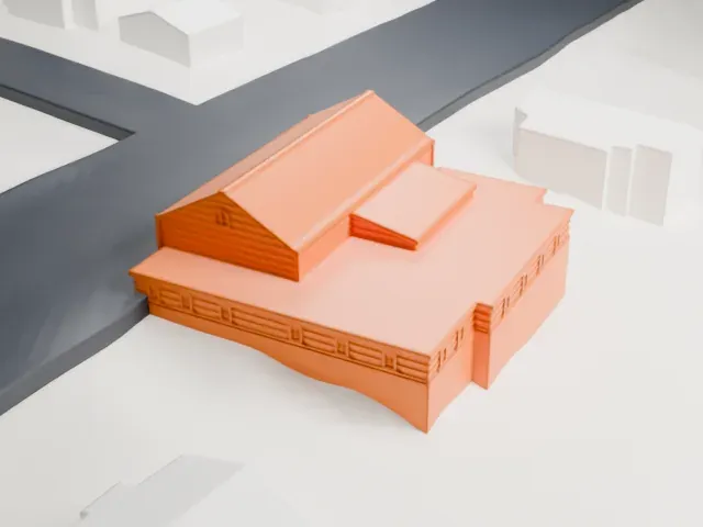 Civil War Drill Hall and Armory model, North view