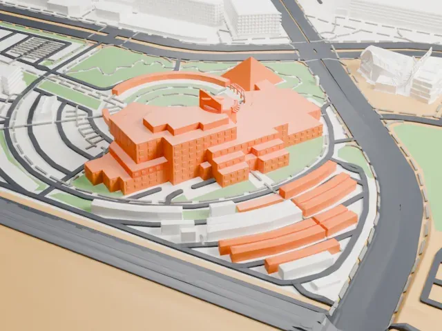 Clark County Government Center model, East view