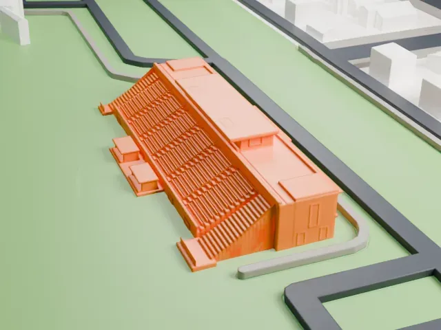 Clarke Stadium model, North view