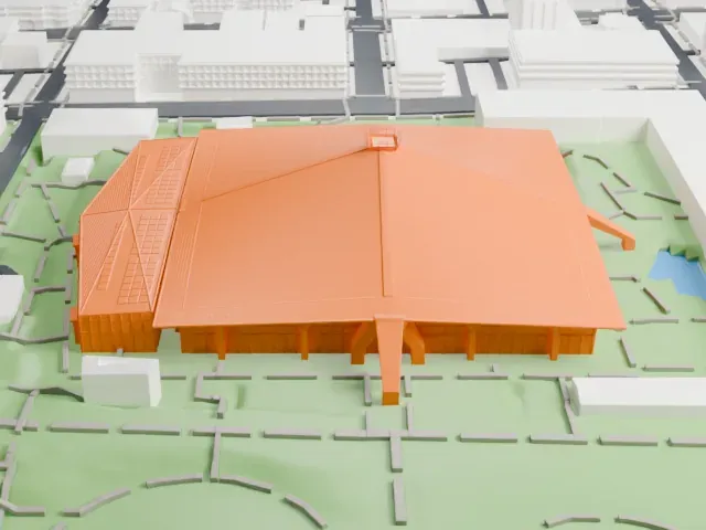 Climate Pledge Arena model, East view