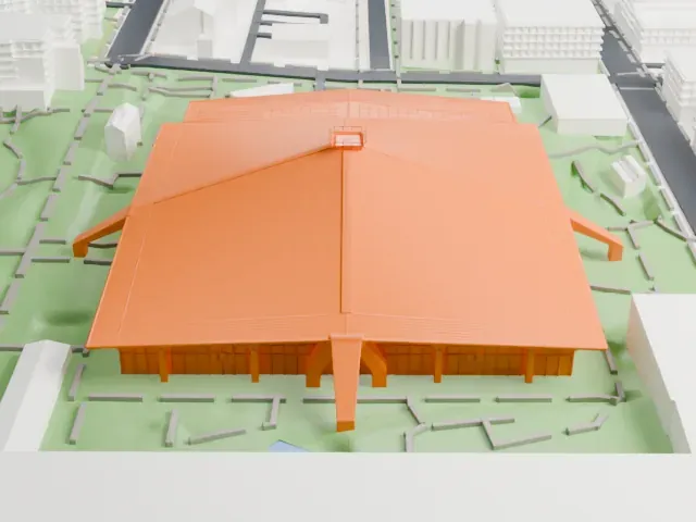 Climate Pledge Arena model, North view