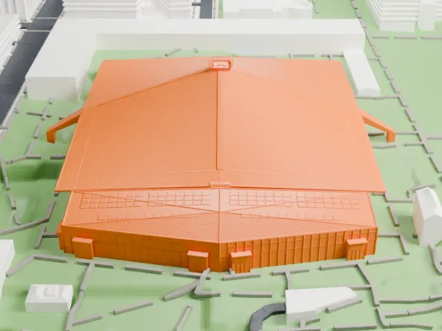 Climate Pledge Arena model, South view