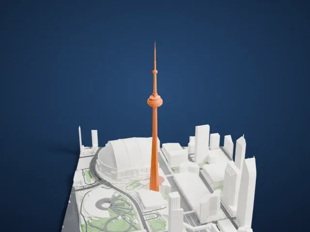 CN Tower model, East view