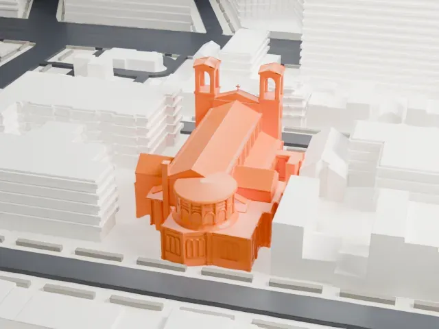 Co-Cathedral of St. Joseph, Brooklyn model, South view