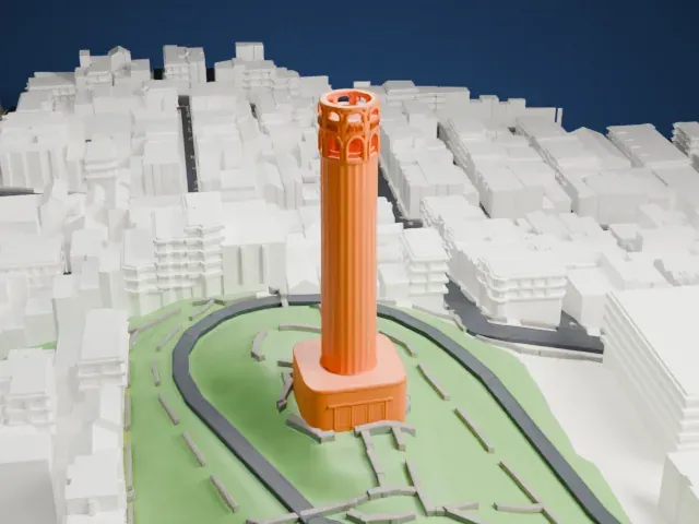 Coit Tower model, North view