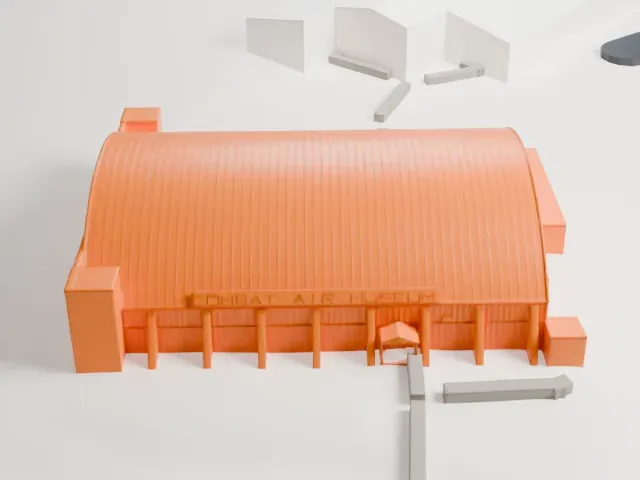 Combat Air Museum Hangars model, North view