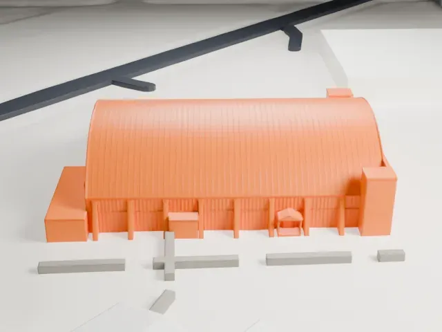 Combat Air Museum Hangars model, South view