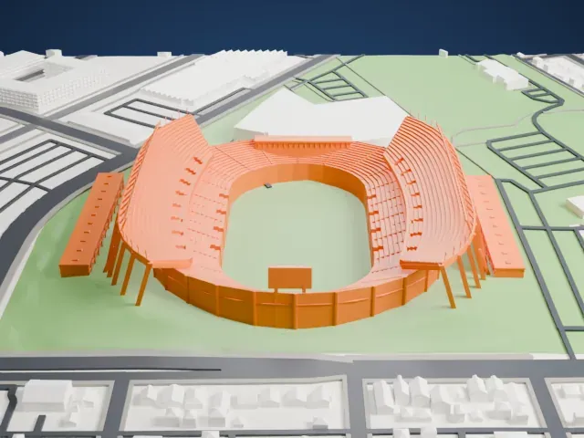 Commonwealth Stadium model, North view