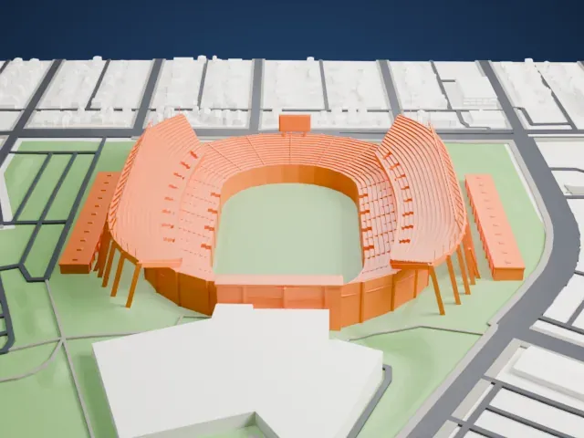 Commonwealth Stadium model, South view