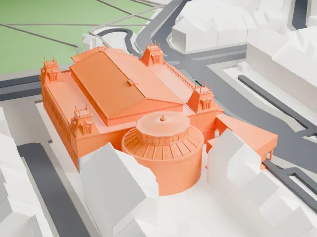 Concertgebouw, Amsterdam model, West view