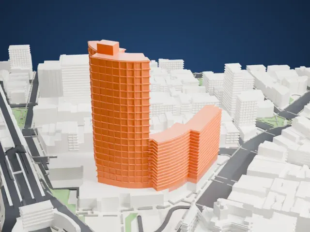 Confucius Plaza model, North view