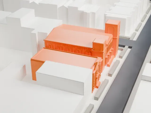 Congregation Baith Israel Anshei Emes model, East view