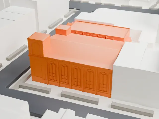 Congregation Baith Israel Anshei Emes model, West view