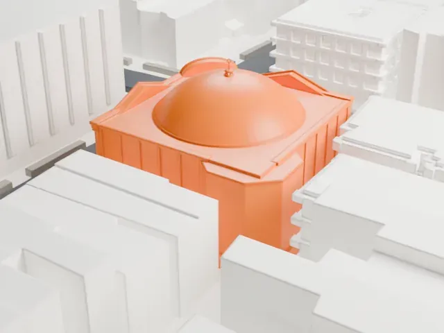 Congregation Beth Elohim model, East view