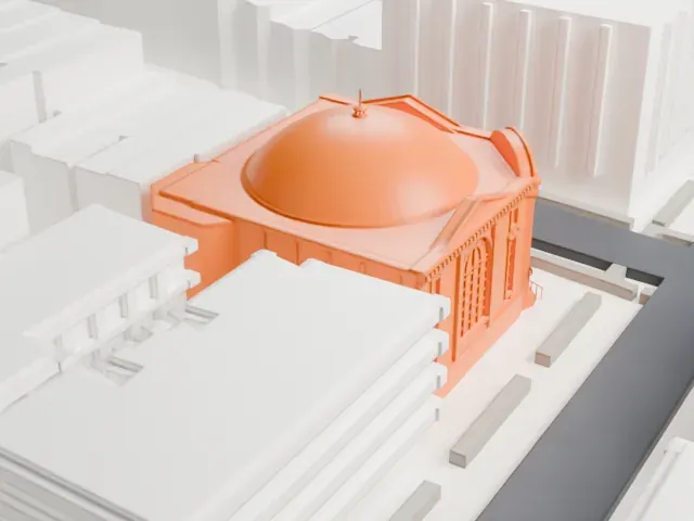 Congregation Beth Elohim model, North view