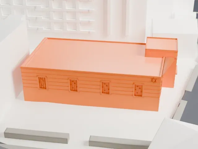 Congregation Beth Jacob Ohev Sholom model, North view