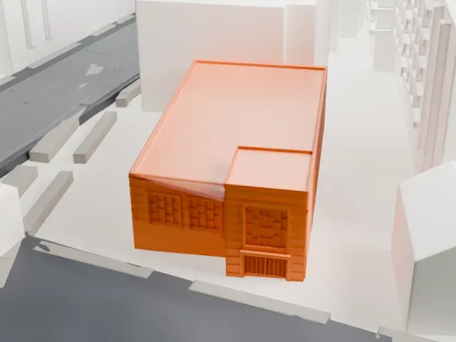 Congregation Beth Jacob Ohev Sholom model, West view
