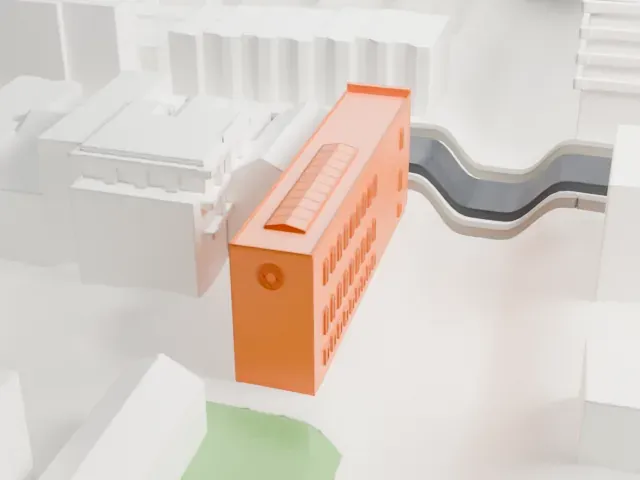 Congregation Kol Israel model, North view