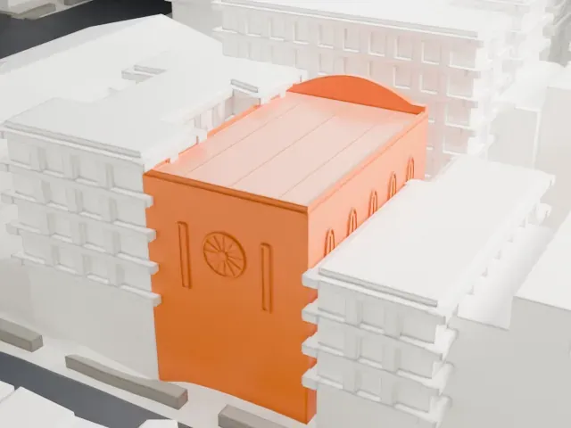 Congregation Ohab Zedek model, North view