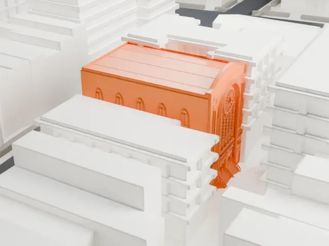 Congregation Ohab Zedek model, West view