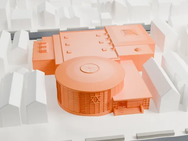 Congregation Shaare Zion model, East view