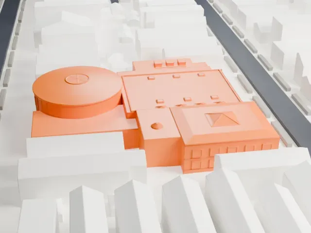 Congregation Shaare Zion model, North view