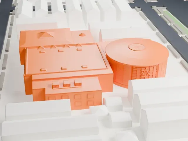 Congregation Shaare Zion model, South view