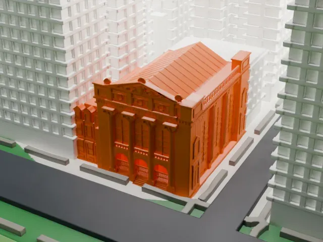 Congregation Shearith Israel model, East view