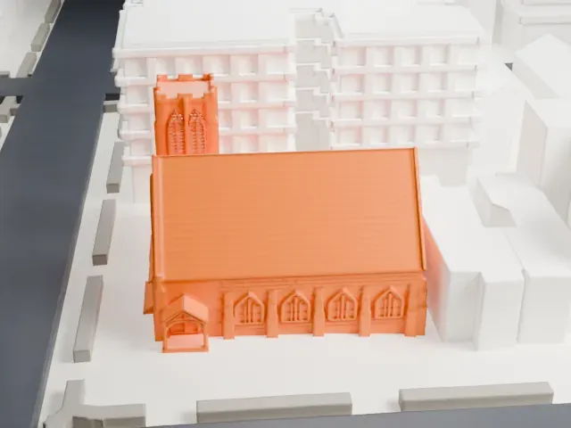 Congregational Church of the Evangel model, North view