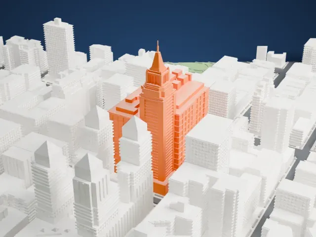 Consolidated Edison Company Building model, West view