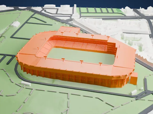 Constant Vanden Stock Stadium model, East view