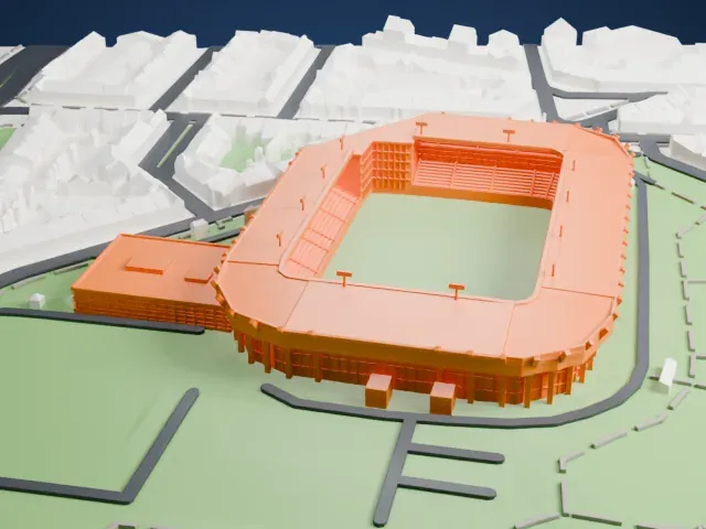 Constant Vanden Stock Stadium model, South view