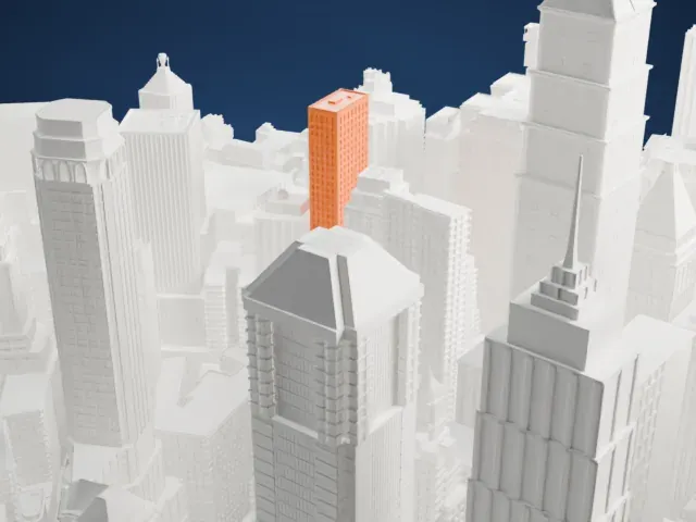 Continental Bank Building model, East view