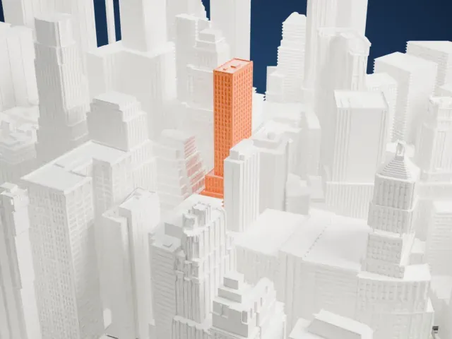 Continental Bank Building model, West view