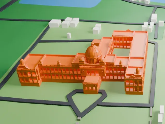 Cooch Behar Palace model, East view