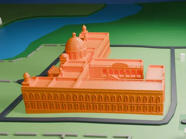 Cooch Behar Palace model, North view