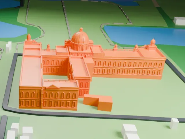 Cooch Behar Palace model, West view