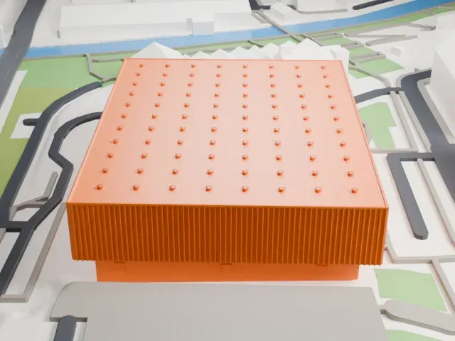 Copper Box Arena model, East view