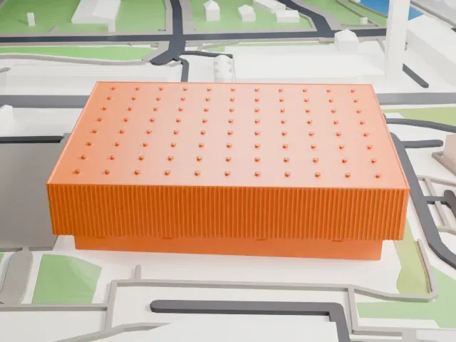 Copper Box Arena model, North view