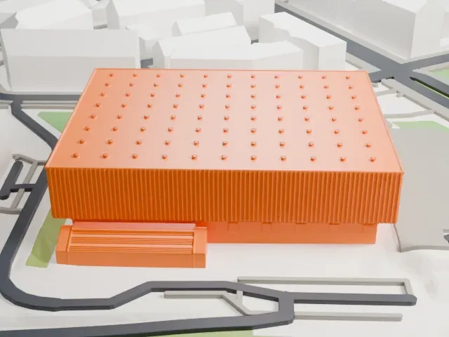 Copper Box Arena model, South view